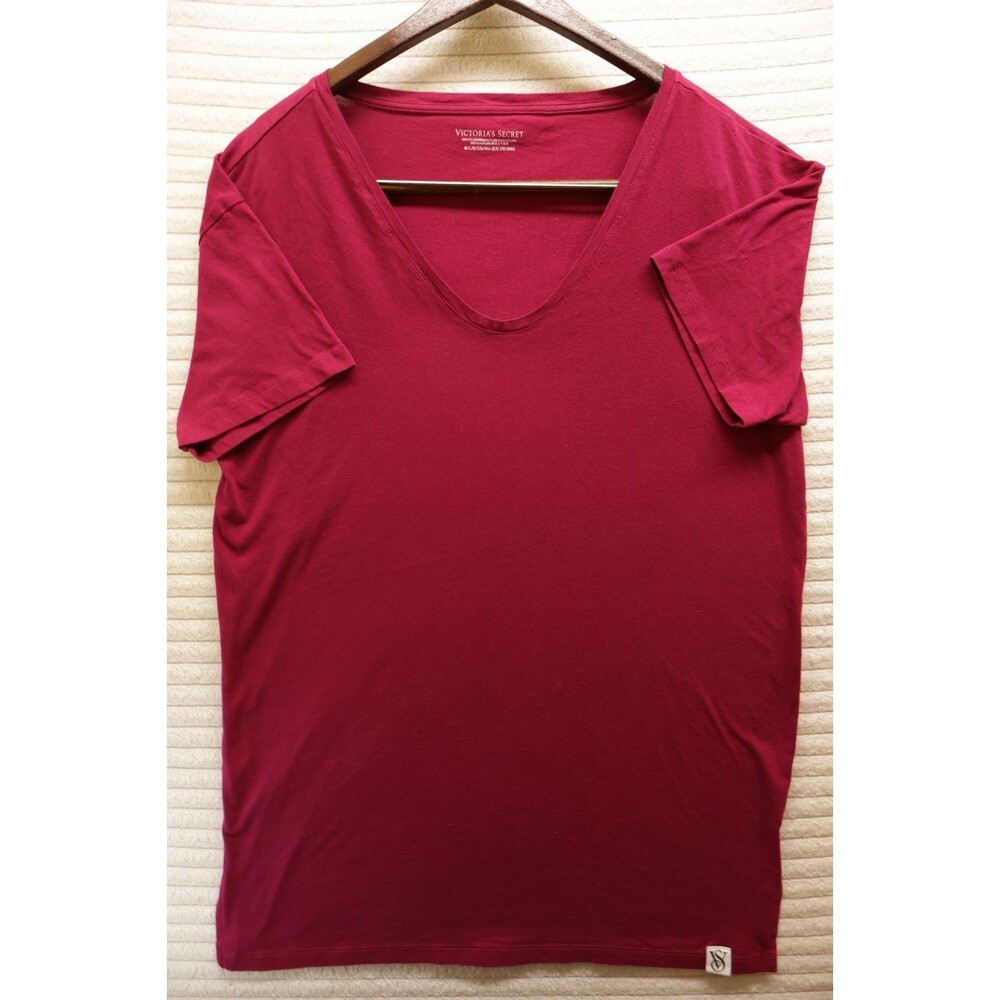 Victoria Secret Top Maroon Large Plain Logo Stamp Loungewear Casual Regular